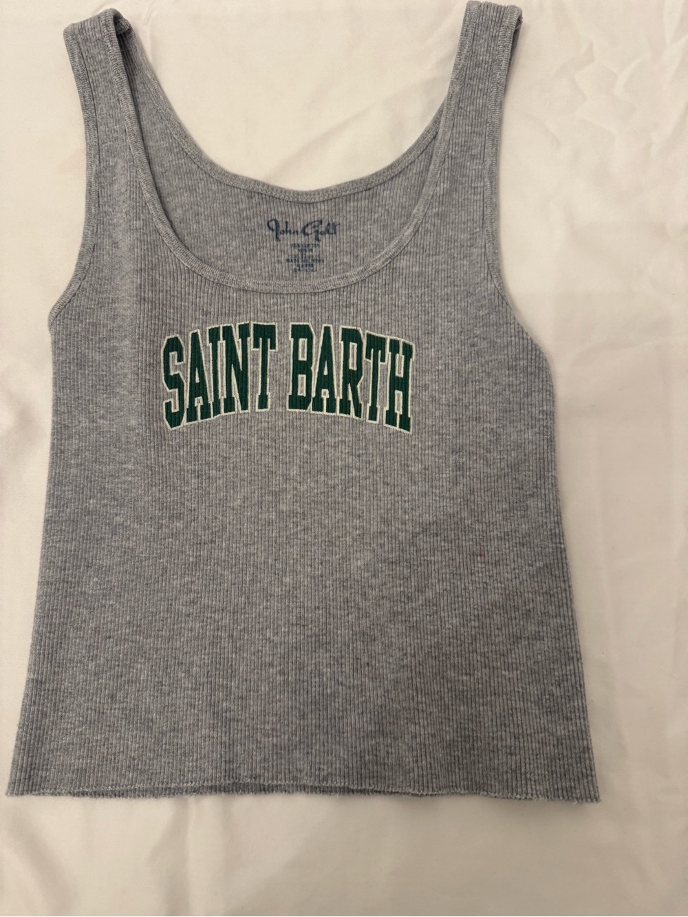 Brandy Melville Gray Ribbed Tank with Green SAINT BARTH Print